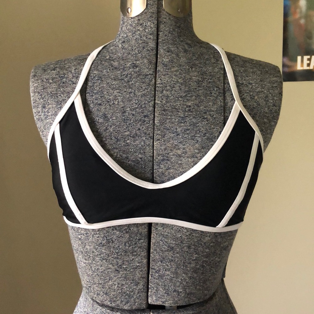 Black and White Tie Back Bikini Top